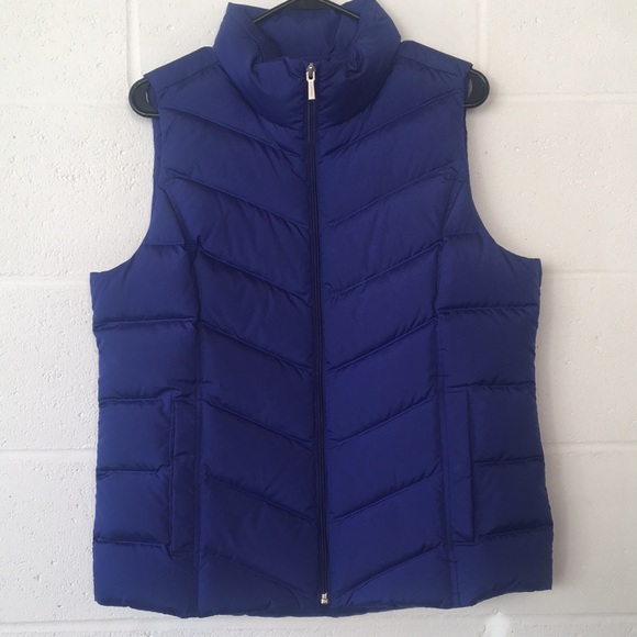 Lands End Blue Medium Silver Premium Down 600 Fill Power Zip up Vest jac… - Picture 4 of 8